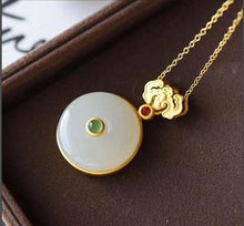 Load image into Gallery viewer, New Silver Inlaid Natural Fine White Jade Round Pendant Necklace Vintage Retro Charm Women&#39;s Jewelry
