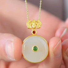 Load image into Gallery viewer, New Silver Inlaid Natural Fine White Jade Round Pendant Necklace Vintage Retro Charm Women&#39;s Jewelry
