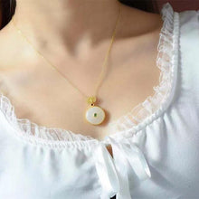 Load image into Gallery viewer, New Silver Inlaid Natural Fine White Jade Round Pendant Necklace Vintage Retro Charm Women&#39;s Jewelry
