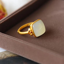 Load image into Gallery viewer, New Silver Inlaid Natural Fine White Jade Square Opening Adjustable Ring Vintage Retro Women&#39;s Brand Jewelry
