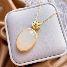 Load image into Gallery viewer, Silver Inlaid Natural White Chalcedony Pendant Necklace Cool Craft Charm Women&#39;s Jewelry
