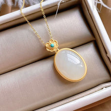 Load image into Gallery viewer, Silver Inlaid Natural White Chalcedony Pendant Necklace Cool Craft Charm Women&#39;s Jewelry
