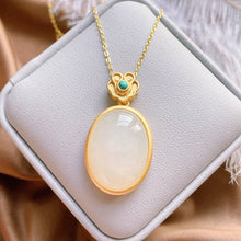 Load image into Gallery viewer, Silver Inlaid Natural White Chalcedony Pendant Necklace Cool Craft Charm Women&#39;s Jewelry
