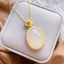 Load image into Gallery viewer, Silver Inlaid Natural White Chalcedony Pendant Necklace Cool Craft Charm Women&#39;s Jewelry
