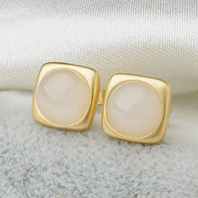 Load image into Gallery viewer, Silver Inlaid Natural White Jade Square Earrings Vintage Style Retro Unique Craft Women&#39;s Brand Jewelry
