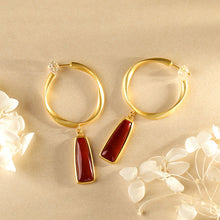 Load image into Gallery viewer, New Silver Inlaid Natural South Red Agate Earrings Vintage Style Retro Unique Craft Luxury Women&#39;s Brand Jewelry
