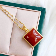 Load image into Gallery viewer, Silver Inlaid Natural Southern Red Agate Pendant Necklace Vintage Style Design Elegant Women&#39;s Brand Jewelry
