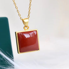 Load image into Gallery viewer, Silver Inlaid Natural Southern Red Agate Pendant Necklace Vintage Style Design Elegant Women&#39;s Brand Jewelry
