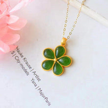 Load image into Gallery viewer, Lokaloca Natural Jade Drop Shaped Mosaic Flower Pendant Necklace
