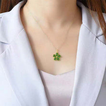 Load image into Gallery viewer, Lokaloca Natural Jade Drop Shaped Mosaic Flower Pendant Necklace
