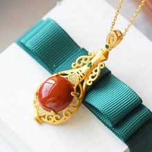 Load image into Gallery viewer, Silver Inlaid Natural Southern Red Agate Vase Pendant Necklace Vintage Style Retro Unique Craft Charm Women&#39;s Brand Jewelry
