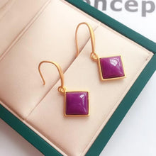 Load image into Gallery viewer, New Silver Inlaid Natural Purple Mica Gemstone Earrings Vintage Style Retro Palace Elegant Cool Charm Women&#39;s Brand Jewelry
