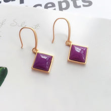 Load image into Gallery viewer, New Silver Inlaid Natural Purple Mica Gemstone Earrings Vintage Style Retro Palace Elegant Cool Charm Women&#39;s Brand Jewelry
