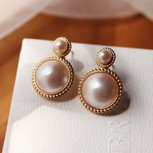 Load image into Gallery viewer, New Silver Inlaid Pearl Earrings Unique Gilt Craftsmanship Retro Luxury Charm Ladies Brand Jewelry
