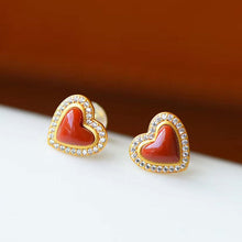 Load image into Gallery viewer, Silver Inlaid Natural Southern Red Agate Love Earrings Charm Romantic Luxury Women&#39;s Brand Jewelry
