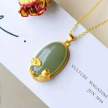 Load image into Gallery viewer, Lokaloca Natural Fine Jade Chalcedony Koi Pendant Necklace
