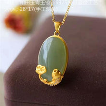 Load image into Gallery viewer, Lokaloca Natural Fine Jade Chalcedony Koi Pendant Necklace
