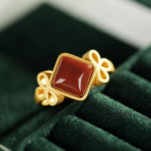 Load image into Gallery viewer, New Silver Inlaid with Natural Southern Red Agate Bow Knot Adjustable Ring Vintage Unique Craft Charm Women&#39;s Jewelry
