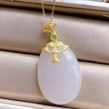 Load image into Gallery viewer, Silver Natural Fine White Jade Pendant Necklace Vintage Style Retro Charm Unique Craft Women&#39;s Brand Jewelry
