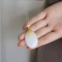 Load image into Gallery viewer, Silver Natural Fine White Jade Pendant Necklace Vintage Style Retro Charm Unique Craft Women&#39;s Brand Jewelry
