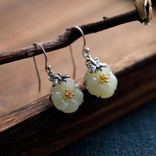 Load image into Gallery viewer, Silver Natural Fine White Jade Bee Flower Earrings Charming Elegant Cute Design Women&#39;s Brand Jewelry
