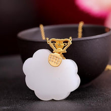 Load image into Gallery viewer, New Silver Natural White Jade Retro Auspicious Cloud Pendant Necklace Vintage Luxury Charm Women&#39;s Jewelry
