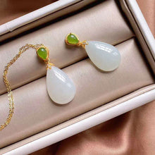 Load image into Gallery viewer, Silver Natural Fine White Jade Drop-shaped Pendant Necklace
