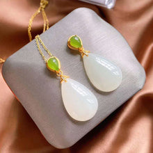 Load image into Gallery viewer, Silver Natural Fine White Jade Drop-shaped Pendant Necklace
