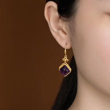 Load image into Gallery viewer, Silver Original Inlaid Fine Amethyst Vintage Style Retro Earrings Luxury Women&#39;s Jewelry
