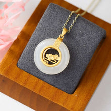 Load image into Gallery viewer, Silver Original Inlaid Natural Fine White Jade Pendant Necklace
