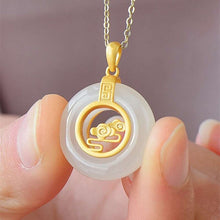 Load image into Gallery viewer, Silver Original Inlaid Natural Fine White Jade Pendant Necklace
