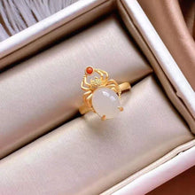 Load image into Gallery viewer, Silver Original Natural Fine Chalcedony Spider Shape Neutral Women&#39;s Adjustable Ring
