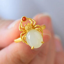 Load image into Gallery viewer, Silver Original Natural Fine Chalcedony Spider Shape Neutral Women&#39;s Adjustable Ring
