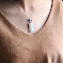 Load image into Gallery viewer, New Style Natural Fine White Jade Rectangular Pendant Necklace Enamel Porcelain Ladies Jewelry
