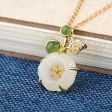 Load image into Gallery viewer, Silver Natural Fine Jade Flower Pendant Necklace
