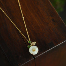 Load image into Gallery viewer, Silver Natural Fine Jade Flower Pendant Necklace
