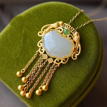 Load image into Gallery viewer, Silver Inlaid Natural Fine Jade Pendant Necklace Vintage Classical Gilded Luxury Charm Women&#39;s Jewelry
