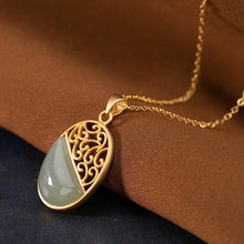 Load image into Gallery viewer, Silver Inlaid Natural Fine Jade Pendant Necklace Vintage Retro Style Charm Women&#39;s Jewelry
