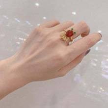 Load image into Gallery viewer, Silver Original Southern Red Agate Vintage Retro Style Goldfish Women Opening Adjustable Ring
