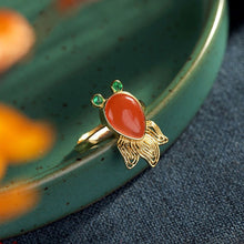 Load image into Gallery viewer, Silver Original Southern Red Agate Vintage Retro Style Goldfish Women Opening Adjustable Ring
