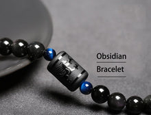 Load image into Gallery viewer, Multilayer Natural Black Rainbow Obsidian Beaded Strand Bracelet
