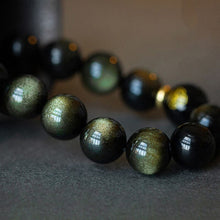 Load image into Gallery viewer, Handcrafted Natural Golden Obsidian Beaded Buddhist Charm Bracelet
