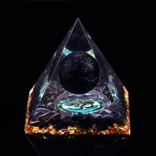 Load image into Gallery viewer, Artisan Handmade Black Obsidian Sun Crystal Reiki Healing Meditation Orgonite Pyramid
