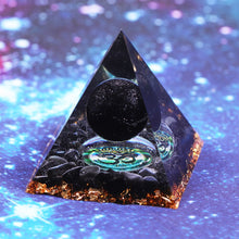 Load image into Gallery viewer, Artisan Handmade Black Obsidian Sun Crystal Reiki Healing Meditation Orgonite Pyramid
