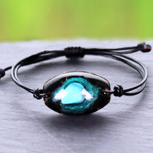 Load image into Gallery viewer, Handcrafted Natural Obsidian Turquoise Charm Orgonite Bangle Energy Bracelet
