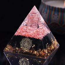 Load image into Gallery viewer, Artisan Handmade Black Obsidian Pink Shell Reiki Healing Meditation Orgonite Pyramid
