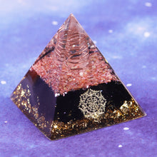 Load image into Gallery viewer, Artisan Handmade Black Obsidian Pink Shell Reiki Healing Meditation Orgonite Pyramid
