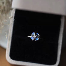 Load image into Gallery viewer, Original Craft Clover Blue Moonstone Opening Adjustable Ring Luxury Charm Women Brand Silver Jewelry
