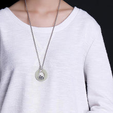 Load image into Gallery viewer, Original Design Creative Natural Fine White Jade Flower Pendant Necklace Vintage Retro Charm Women&#39;s Silver Jewelry
