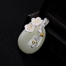 Load image into Gallery viewer, Original Design Natural Fine Jade Plum Flower Pendant Vintage Style Retro Unique Craft Charm Women&#39;s Silver Jewelry
